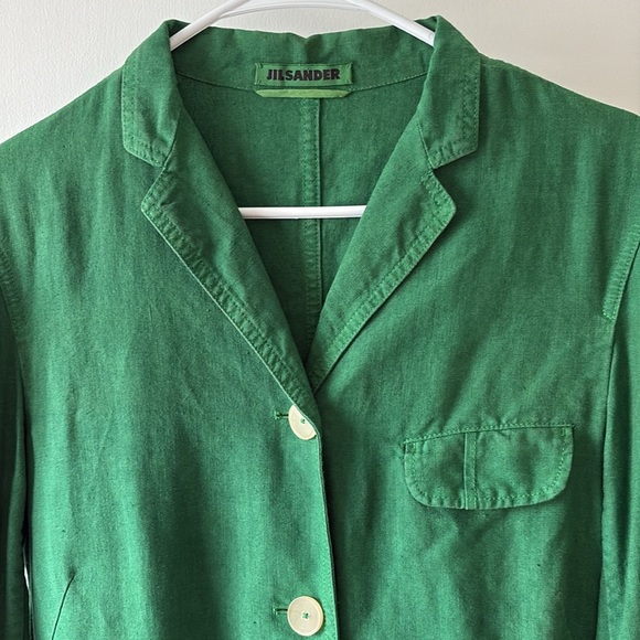 Jil Sander Green Linen Blazer 40 - Picture 2 of 9